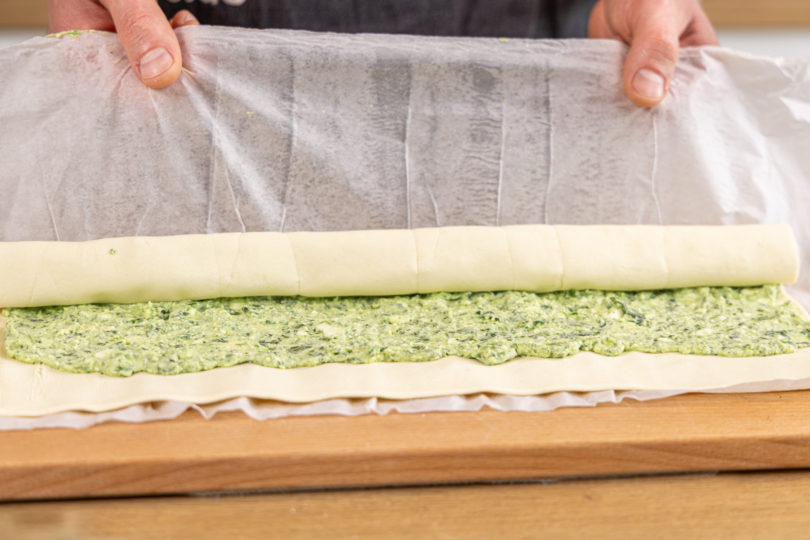 Blätterteig einrollen