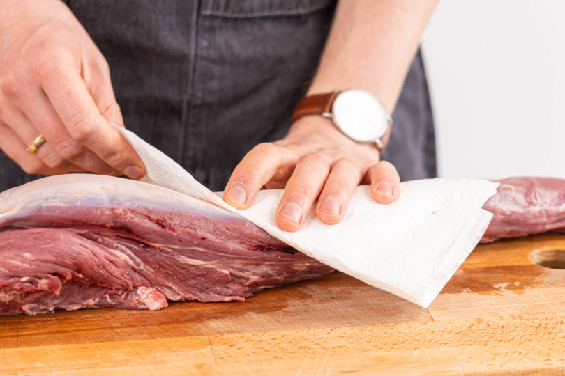 Rindfleisch abtupfen