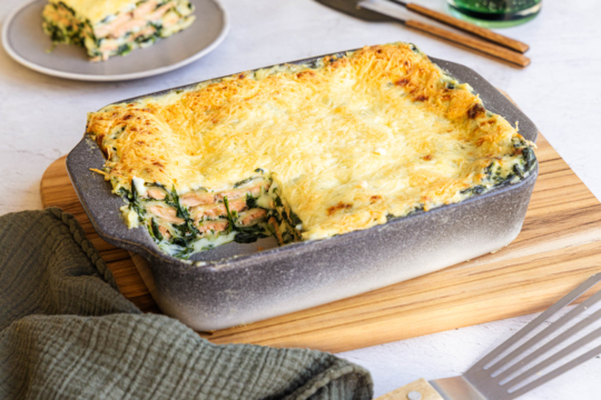 Spinatlasagne mit Lachs