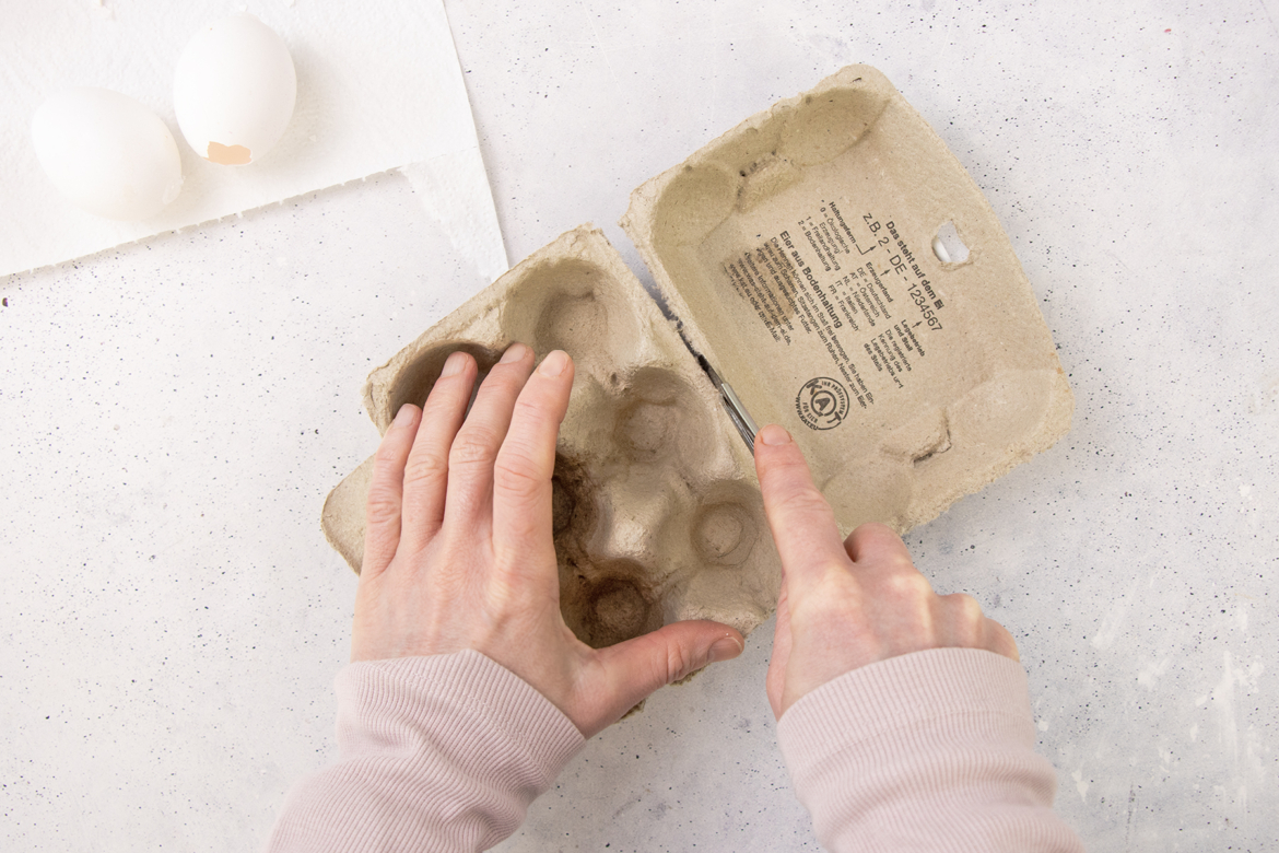 Deckel Eierkarton abtrennen