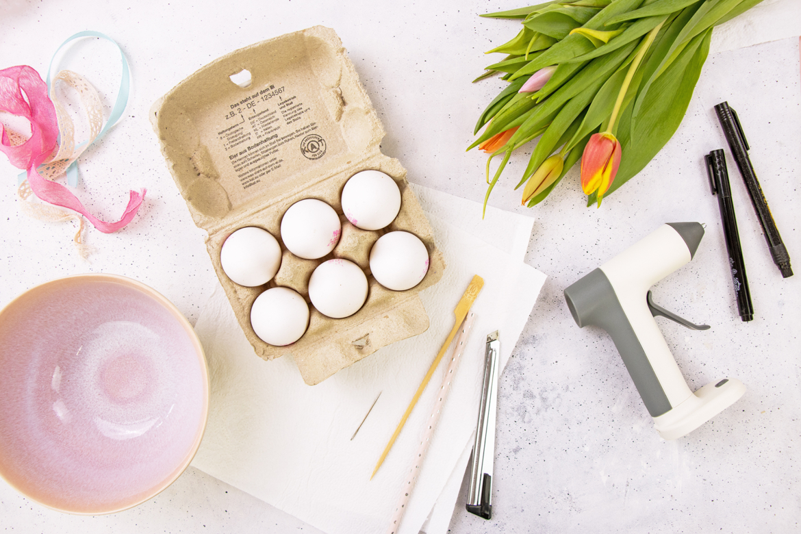 Vasen aus Eierschalen basteln - Material