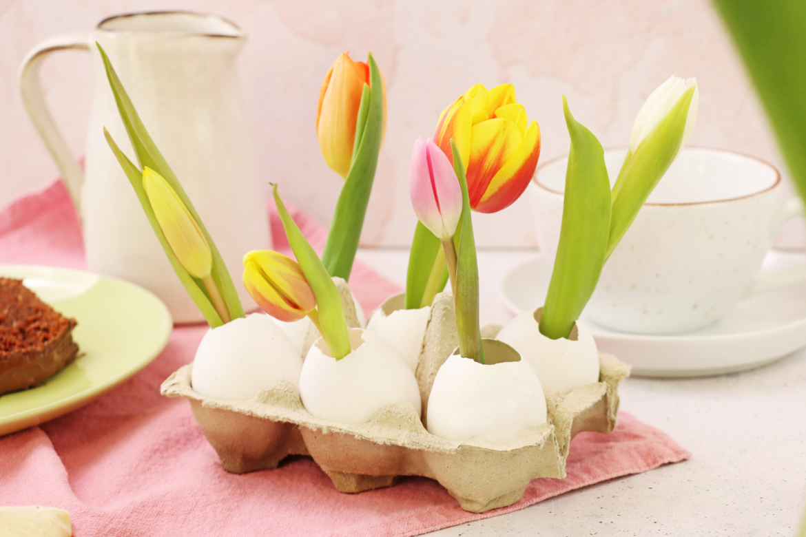 Vase aus Eierschalen basteln