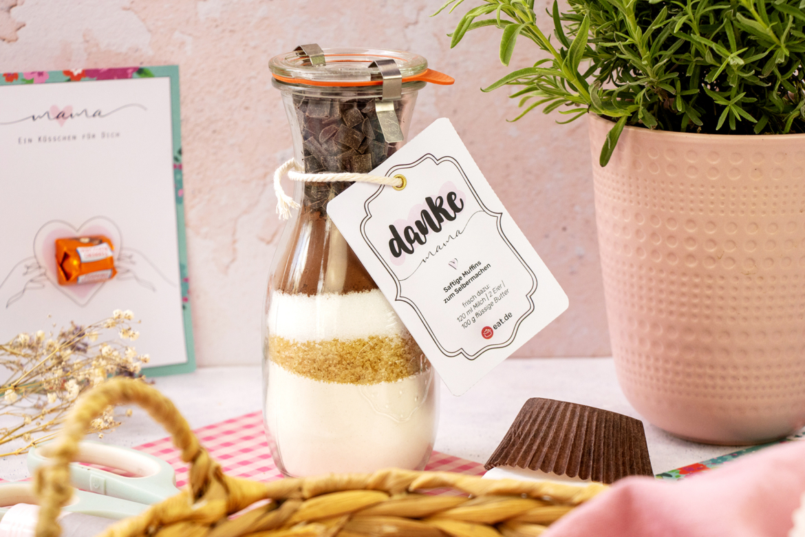 Etiketten zum Ausdrucken für Backmischung im Glas zum Muttertag