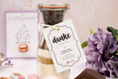 Etiketten zum Ausdrucken für Backmischung im Glas - Danke Mama