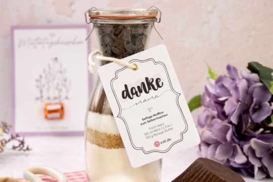 Etiketten zum Ausdrucken für Backmischung im Glas - Danke Mama
