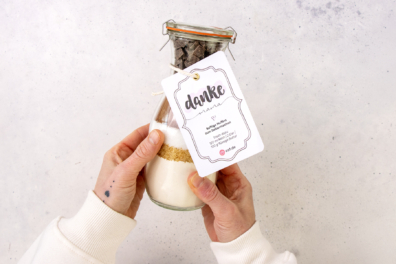 Etikett zum Muttertag für Backmischung im Glas