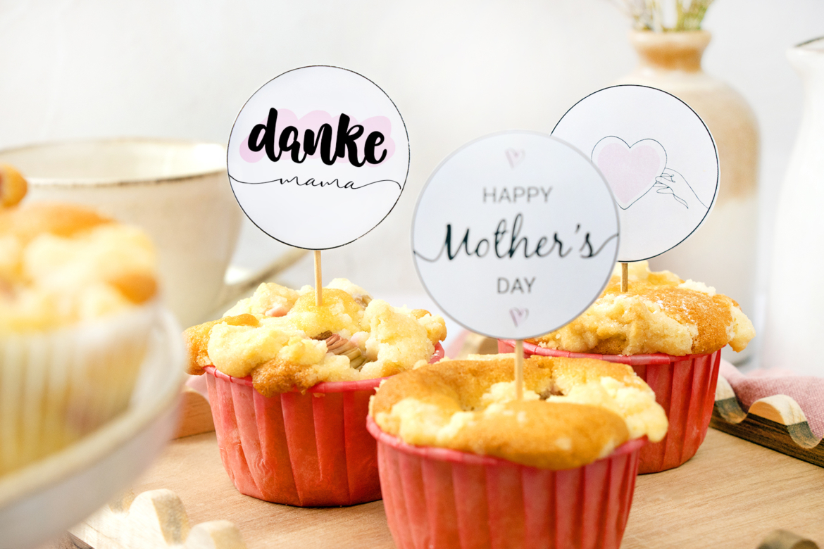 Cupcake Topper zum Muttertag selber basteln