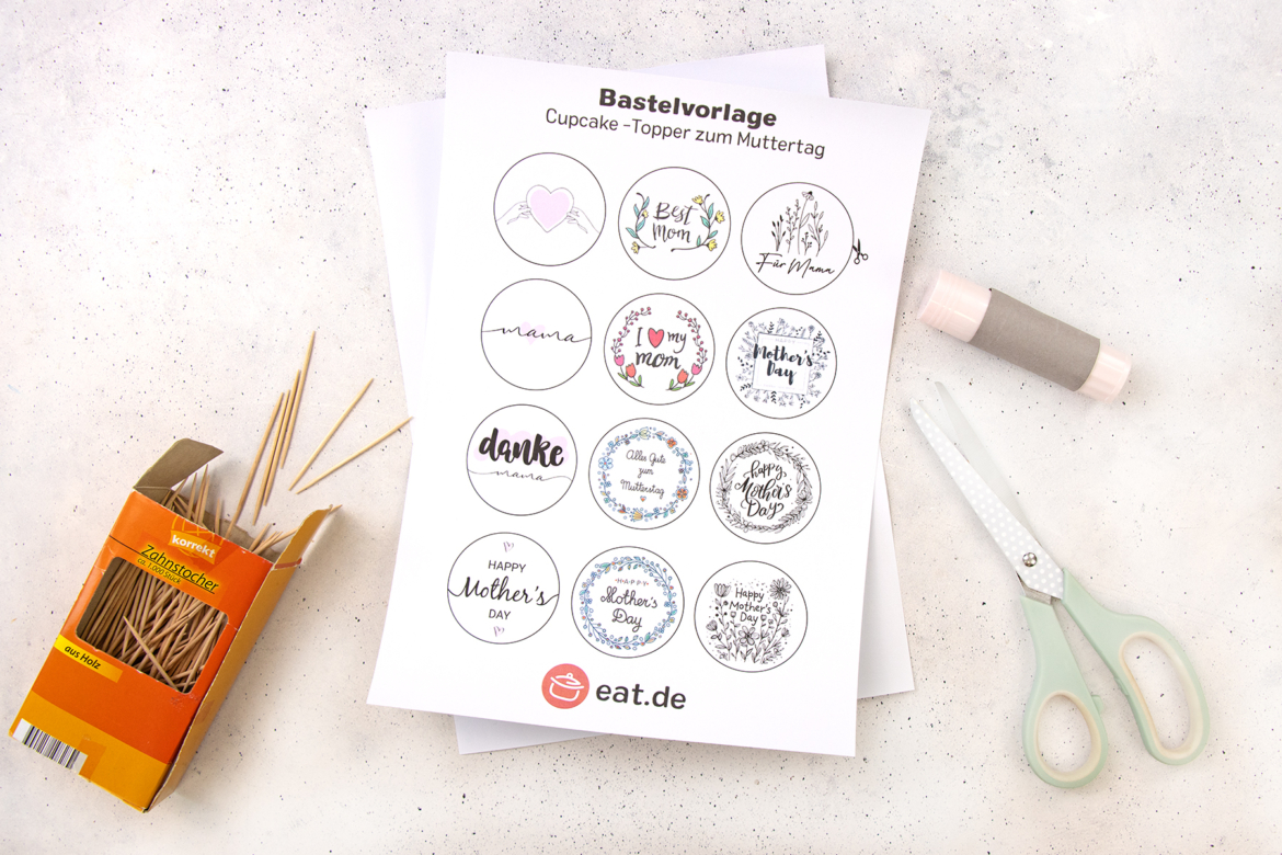 Cupcake Topper basteln Bastelmaterial