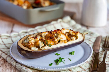gebackene Aubergine mit Feta