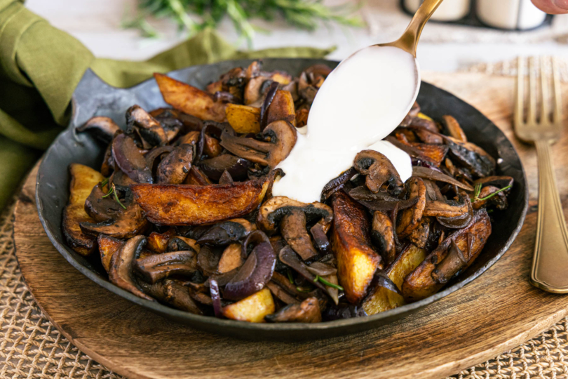 Kartoffel Pilz Pfanne mit Dip