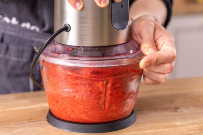 Erdbeersorbet pürieren