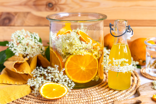 Sommerlicher Holundersirup mit Orange