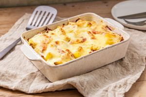 Spargelauflauf mit Schinken