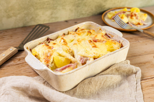 Spargelauflauf mit Schinken