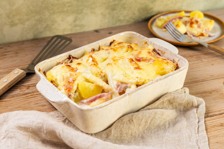 Spargelauflauf mit Schinken