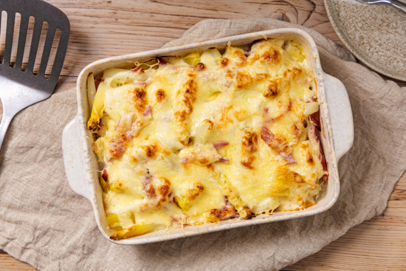 Spargelauflauf mit Schinken top-down
