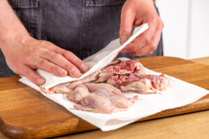 Fleisch trocken tupfen