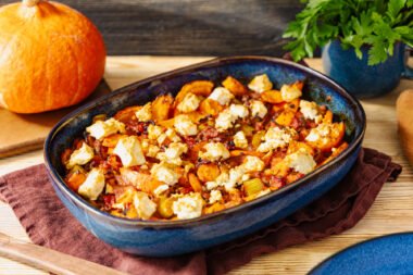 Kürbis Auflauf mit Feta