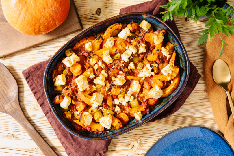 Kürbis Auflauf mit Feta