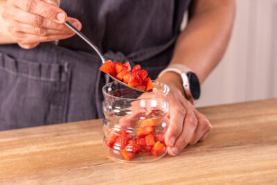 Erdbeeren dazugeben