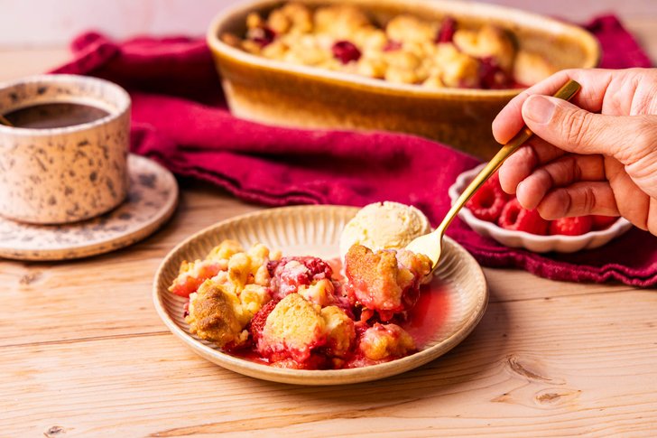 Himbeer Crumble anlöffeln
