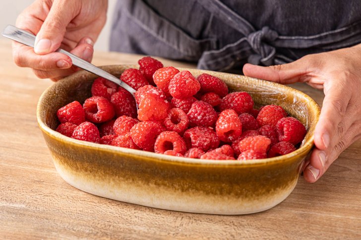 Himbeeren in Auflaufform