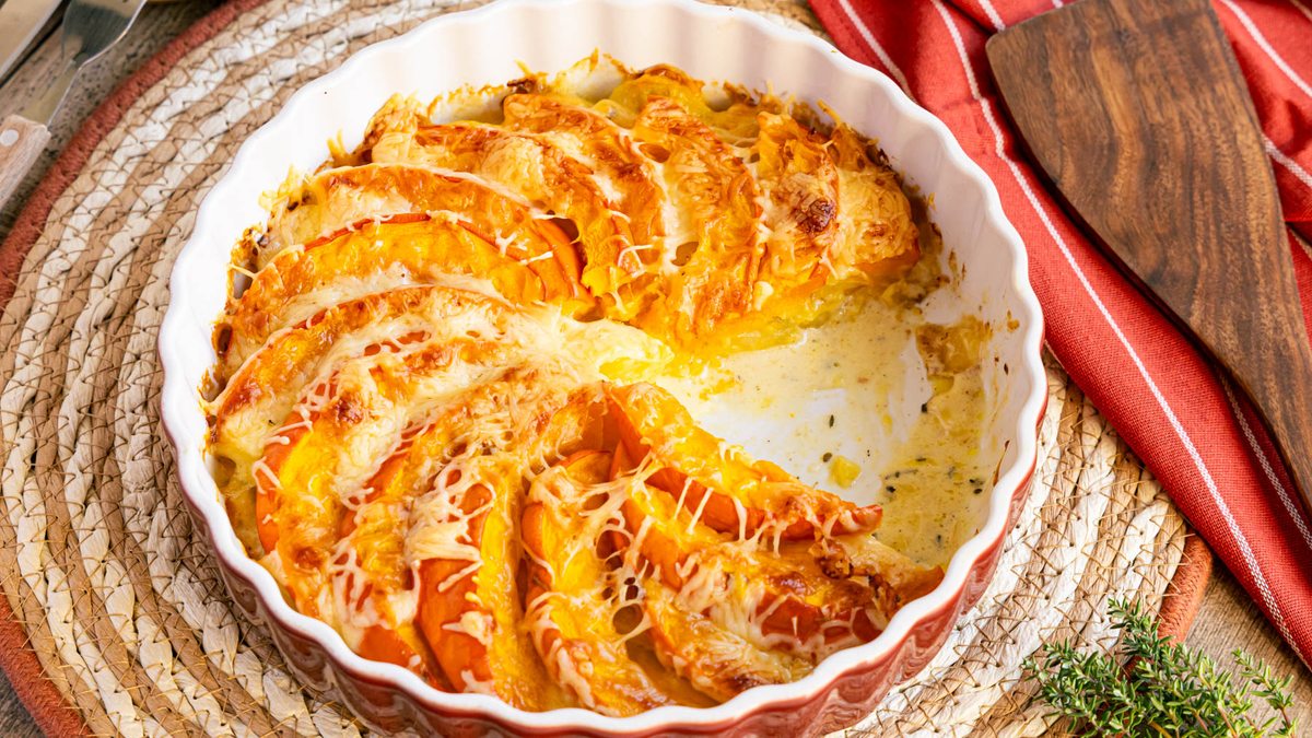 Kartoffel-Kürbis-Gratin: herzhaft, würzig und wunderbar cremig