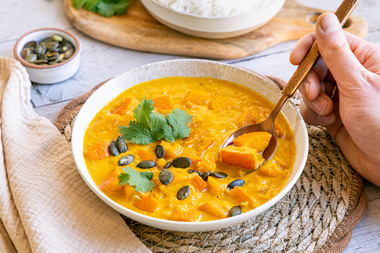 Kürbis Curry mit Kokosmilch