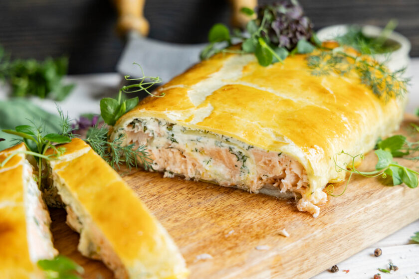 Lachsstrudel mit Blätterteig