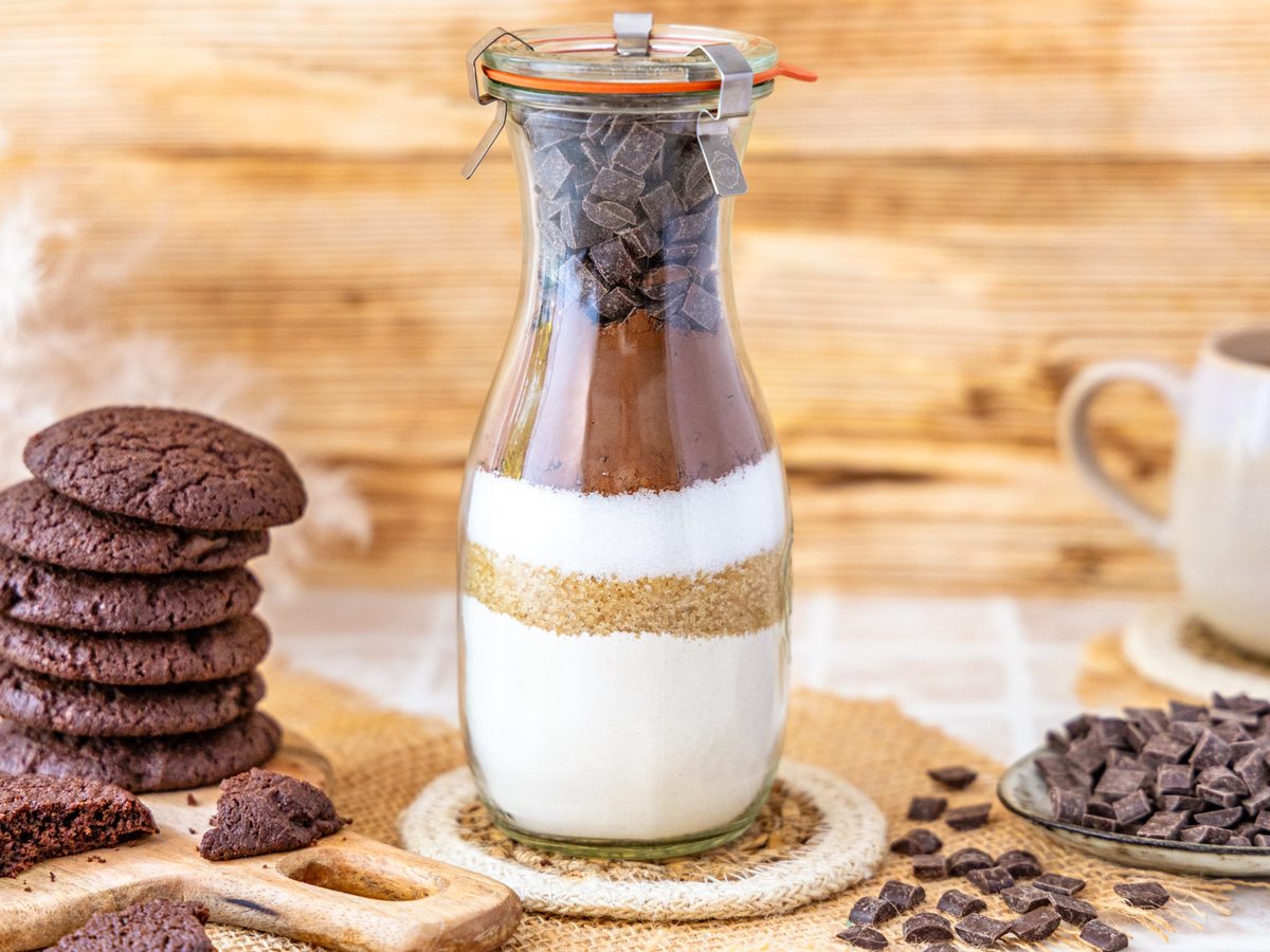 Schoko-Plätzchen Backmischung im Glas