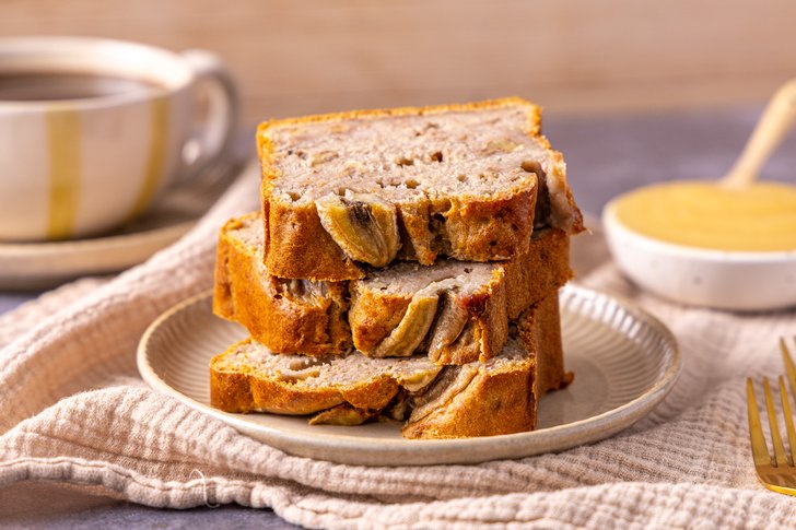 Bananenbrot ohne Zucker aufgeschnitten