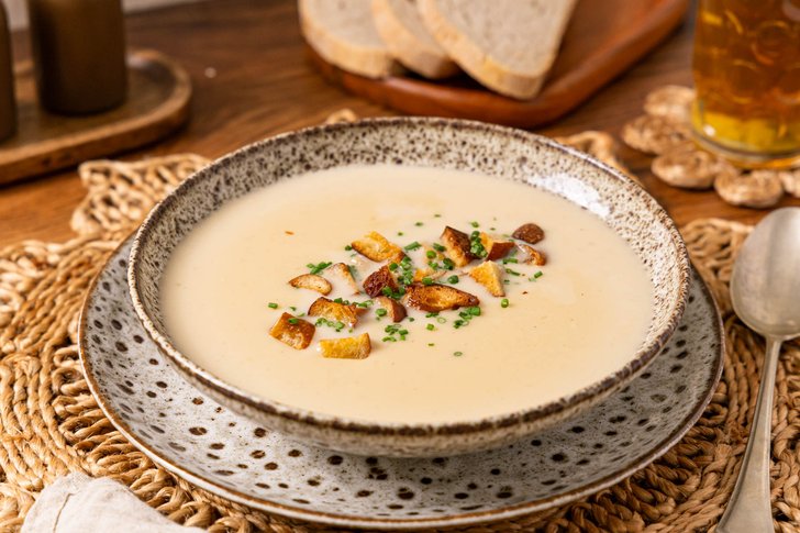 Biersuppe mit Croutons