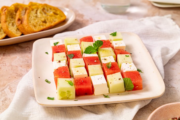Melone und Feta-Tetris-Salat